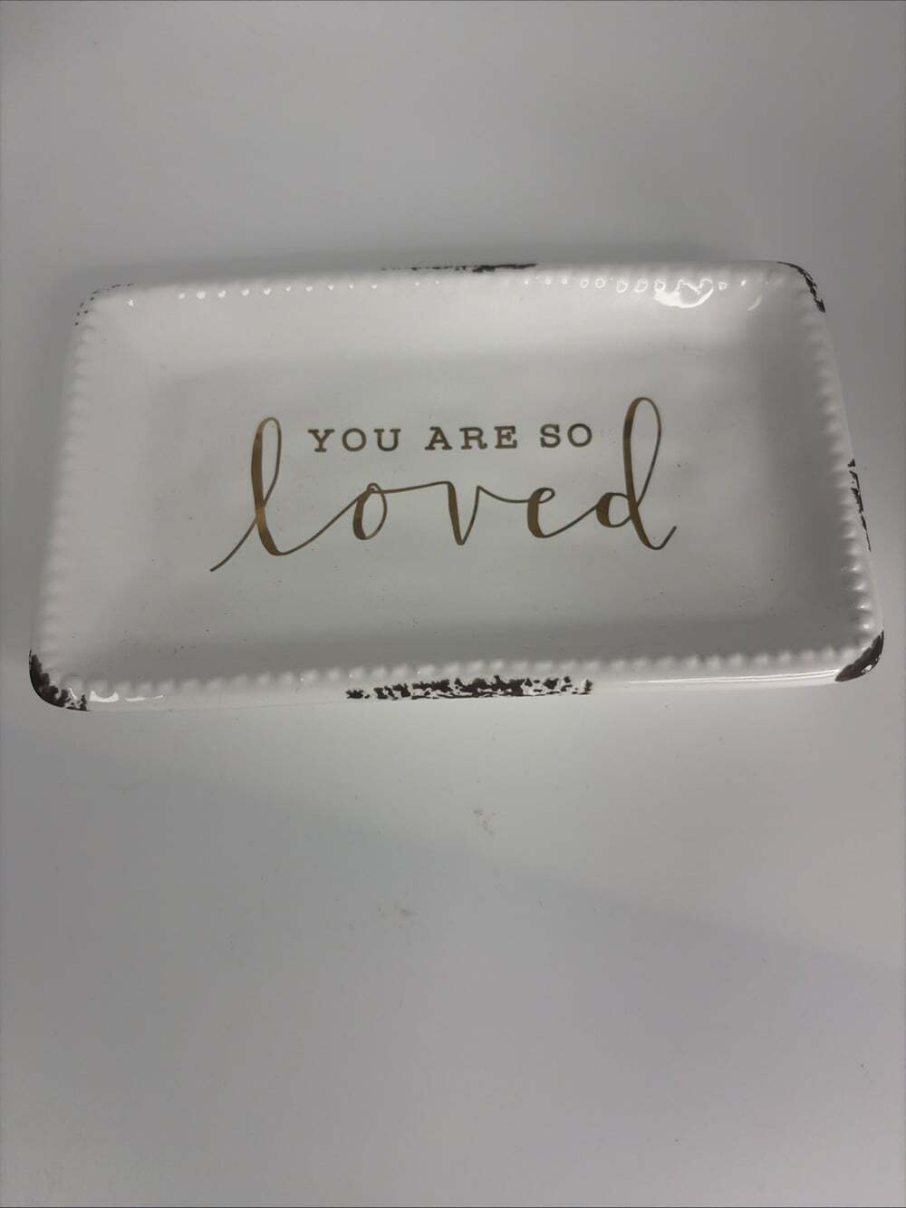 Glory House “You Are So Loved” White Trinket Tray 6”x3.5”